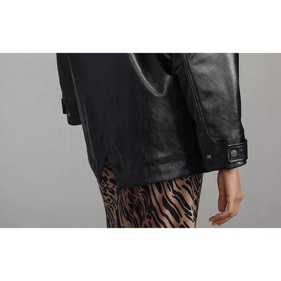NWT Size L - Anthropologie Pilcro Faux-Leather Hooded Jacket (NWT US$ 178) - Picture 6 of 15